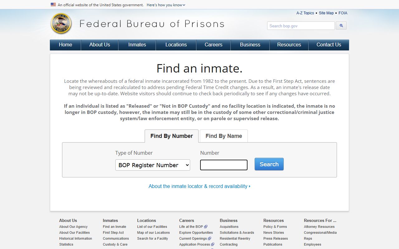 Federal BOP inmate locator for Ohio federal custody searches
