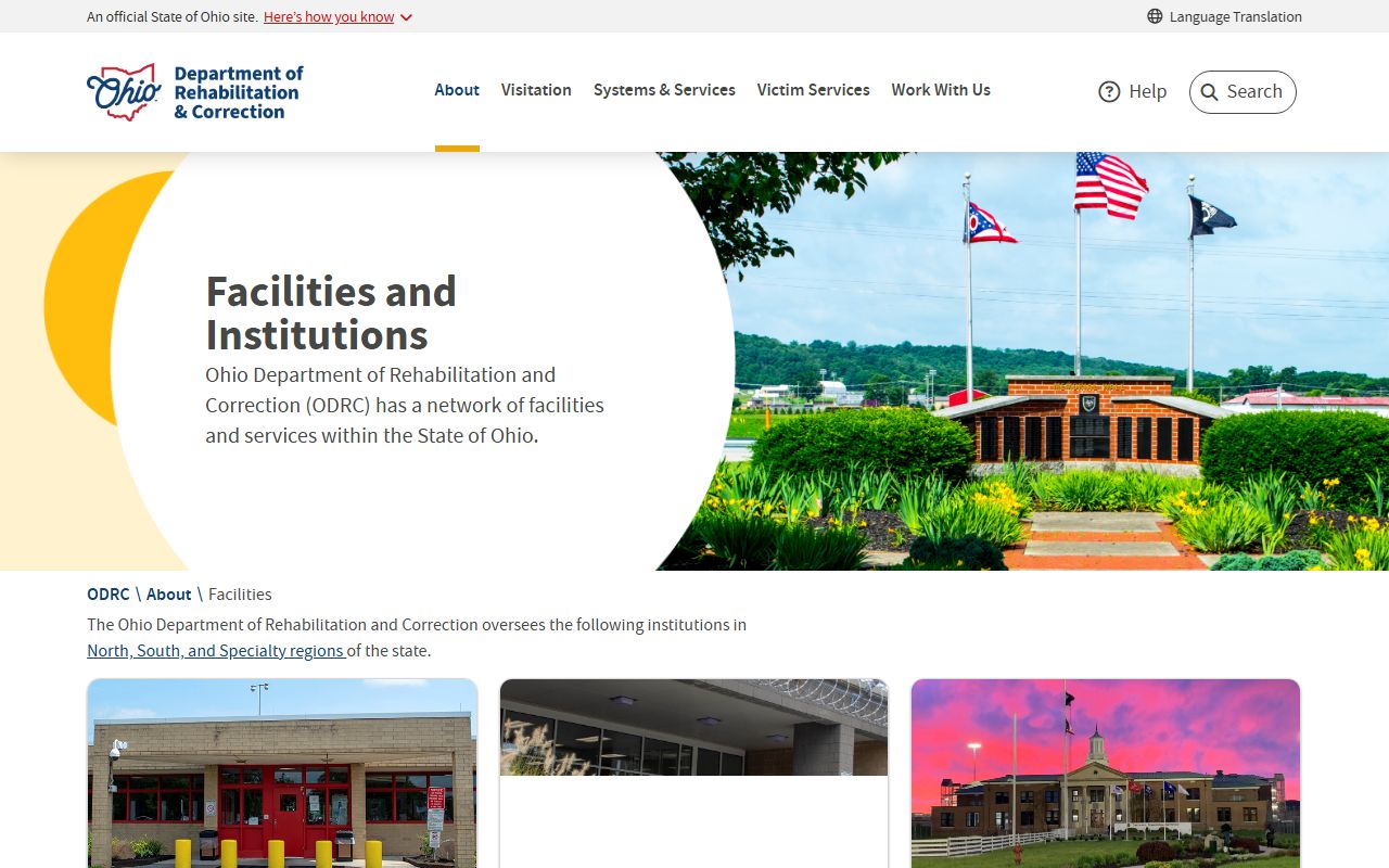 Ohio ODRC facilities page for Ohio inmate population searches